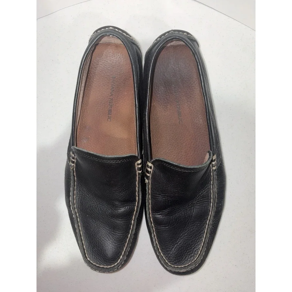 Banana Republic Black Leather Driving Moccasins Men's Slip On Shoes 9.5